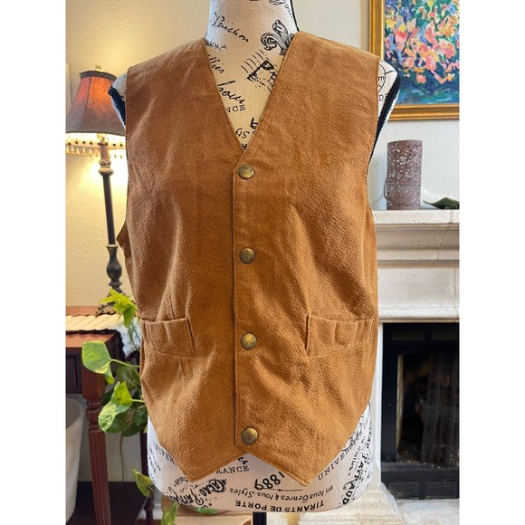 Brandon Thomas Suede‎ Leather Vest Menswear Western Cowboy M Brown - Picture 1 of 8